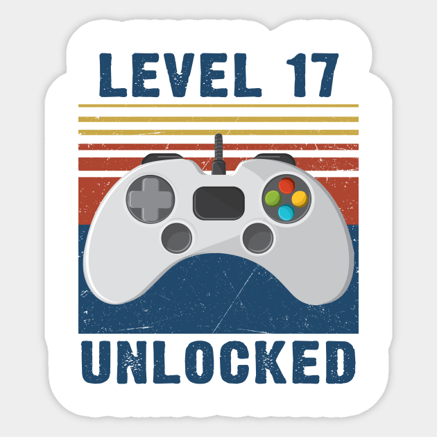 Level 17 unlocked funny gamer 7th birthday Sticker by Sauconmua Conlaigi99